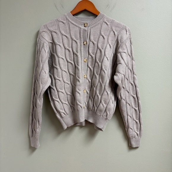 Liz Claiborne Sweaters - Liz Claiborne Preppy Academia Cable Knit Cardigan Size‎ M Wool Cashmere Blend